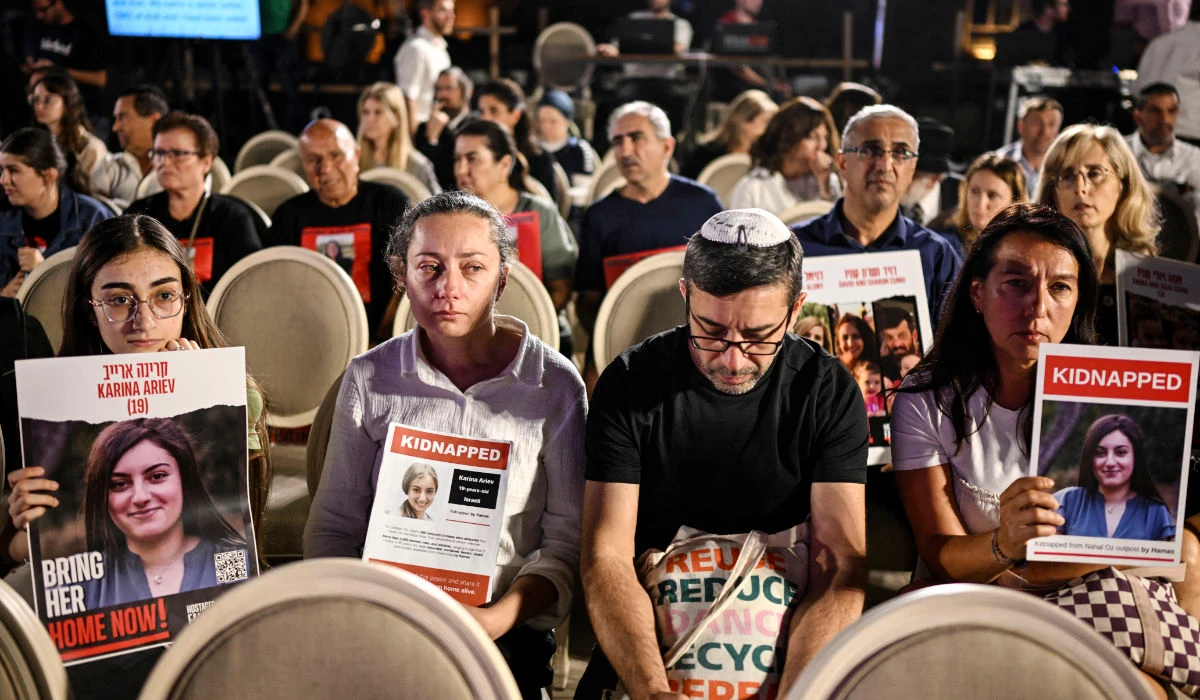 A group representing hostage families issued a series of unnamed quotes it said were taken from remarks made by some of the former hostages at the meeting. (AFP)