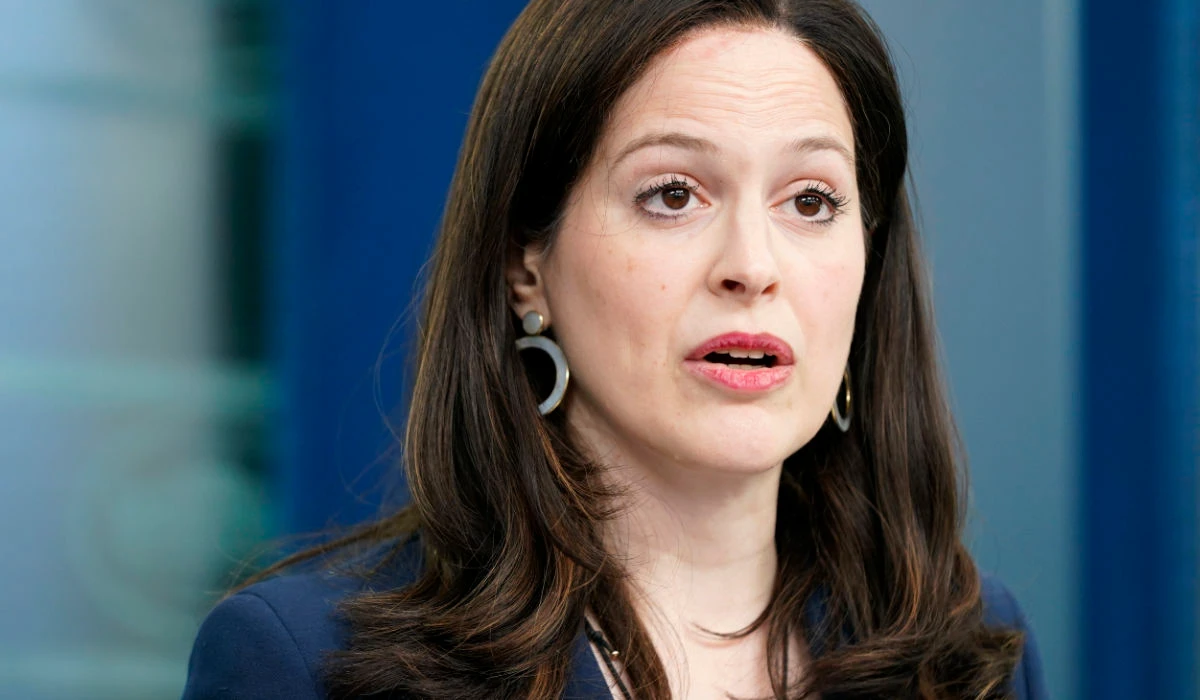 Anne Neuberger, Deputy National Security Advisor for Cyber and Emerging Technology, speaks during a news briefing at the White House, Monday, March 21, 2022, in Washington. (AP)