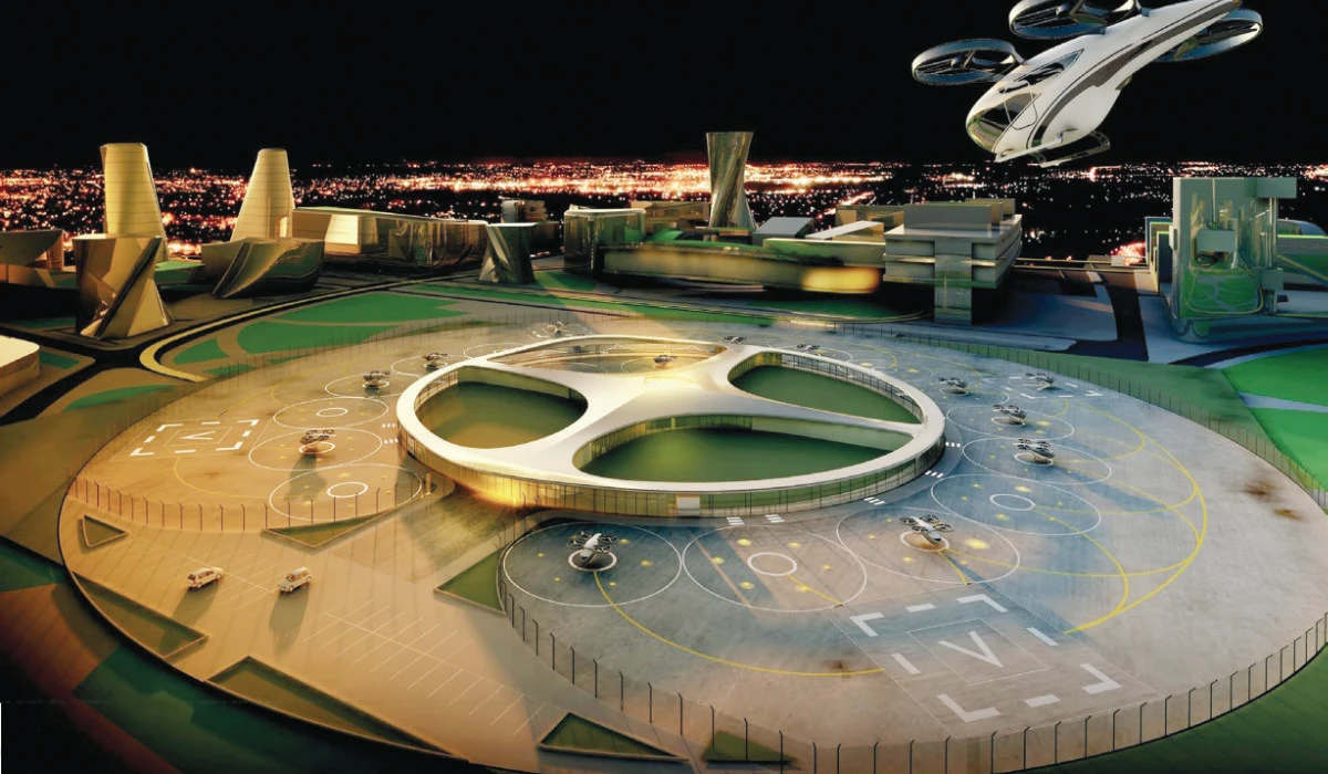 CGI of a concept design for a Vertiport developed for Urban Air Mobility by Setec and its partners. (Supplied)