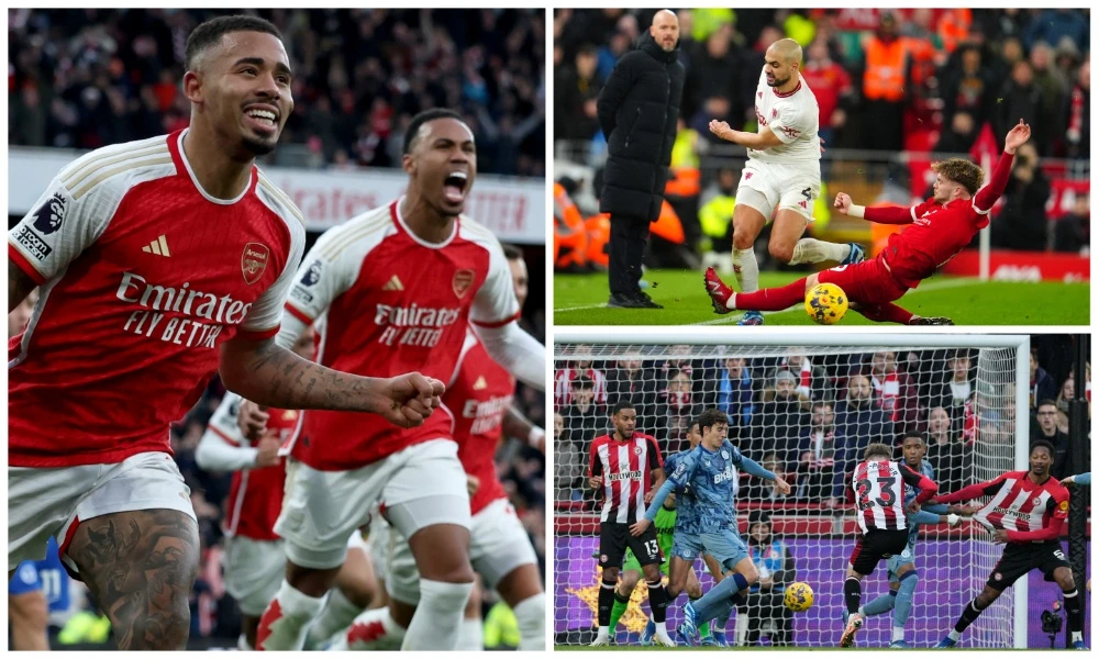 Manchester United ended Liverpool’s perfect record at Anfield on Sunday, holding the Premier League title chasers to a 0-0 draw after wins for Arsenal and Aston Villa. (AP)