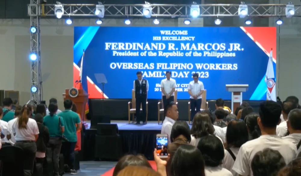 Philippine President Ferdinand Marcos Jr. leads Overseas Filipino Workers Family Day celebrations in Pasay City on Dec. 20, 2023. (Philippine President’s Office)