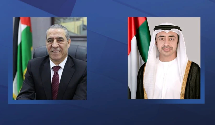 The foreign minister of the UAE met the secretary-general of the Executive Committee of the Palestine Liberation Organization in Abu Dhabi on Thursday. (WAM)