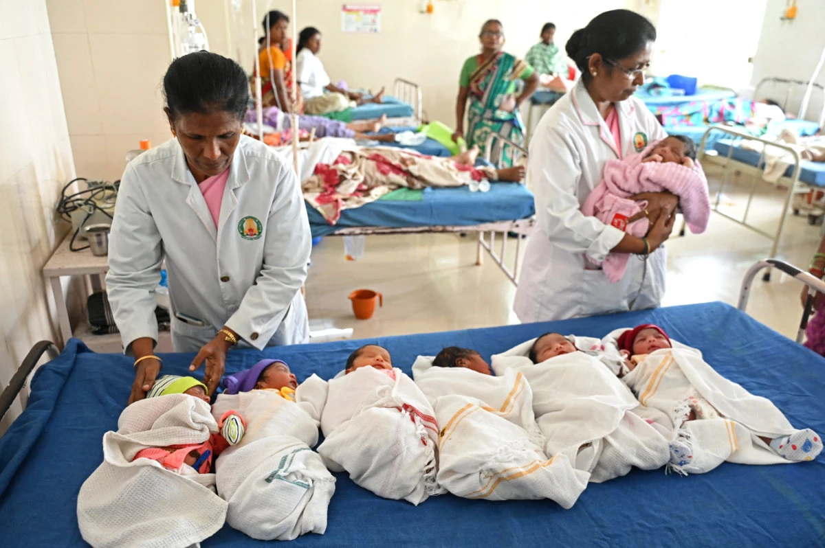 Newborn babies are pictured inside a ward of a government hospital for women and children on the occasion of World Population Day, in Chennai on July 11, 2023. (AFP/File)