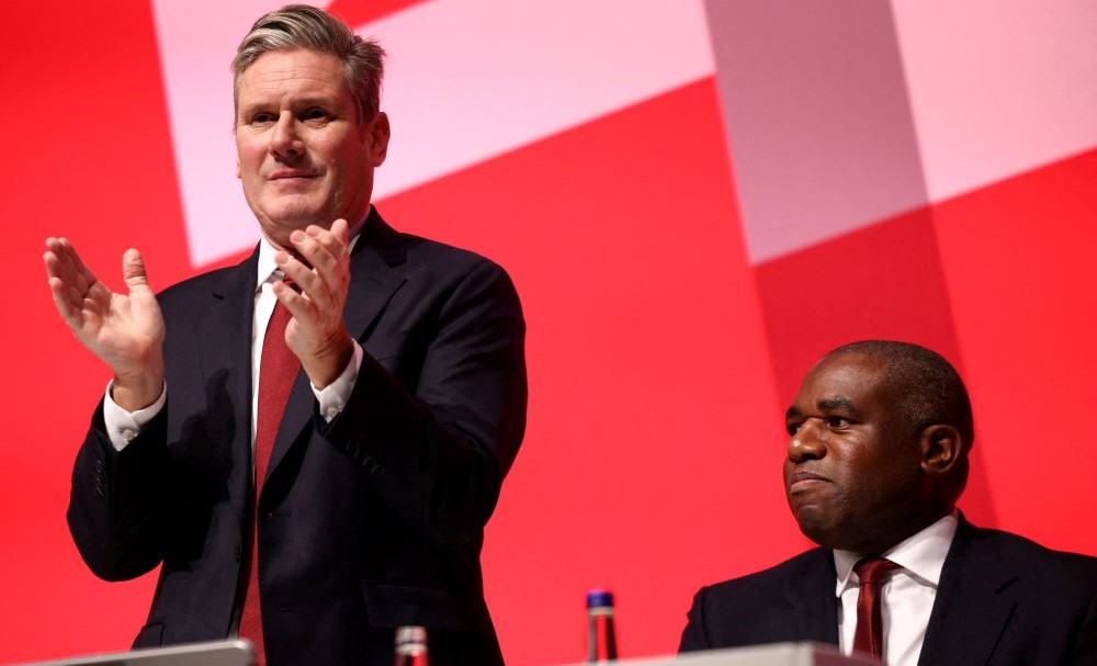 Keir Starmer and David Lammy during Britain’s Labour Party annual conference in Liverpool, Britain, Sept. 27, 2022. (Reuters)