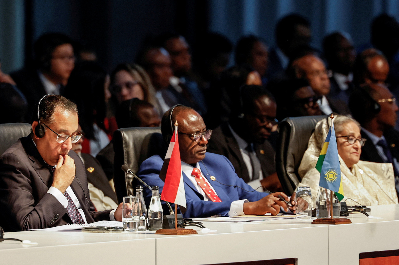 Egypt’s PM Mostafa Madbouly attends a meeting during the 2023 BRICS Summit at the Sandton Convention Centre in Johannesburg, South Africa. (File/Reuters)