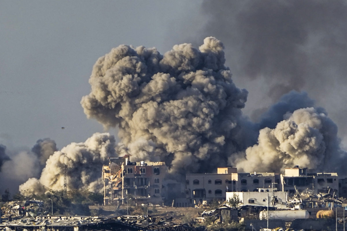 Smoke rises following an Israeli bombardment in the Gaza Strip, as seen from southern Israel, Saturday, Dec. 16, 2023. (AP)
