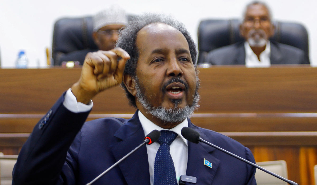 Somalia's President Hassan Sheikh Mohamud addresses the parliament regarding the Ethiopia-Somaliland port deal, in Mogadishu, Somalia January 2, 2024. (REUTERS)