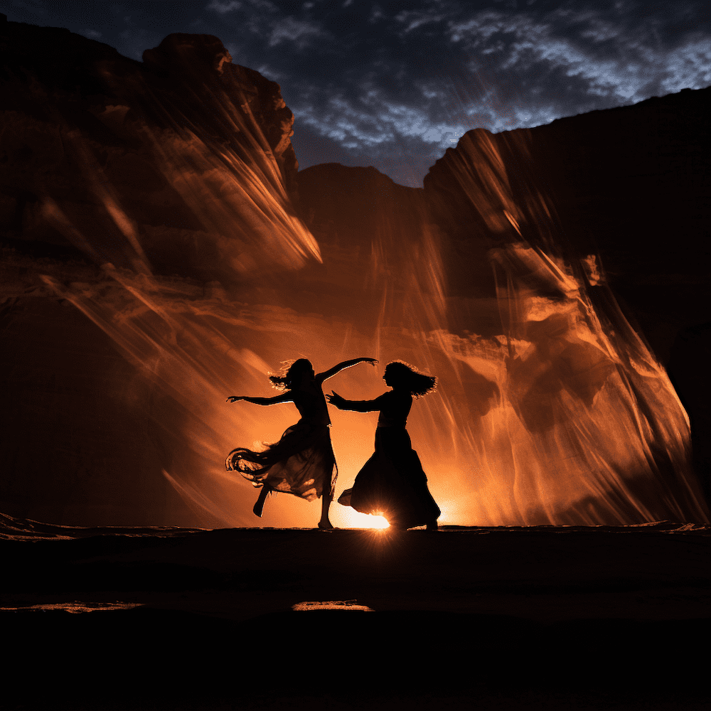 A Sand and Shadow Show will also take place at Poets Night on Friday, with performers dressed in costumes inspired by the surrounding landscape. (Supplied)