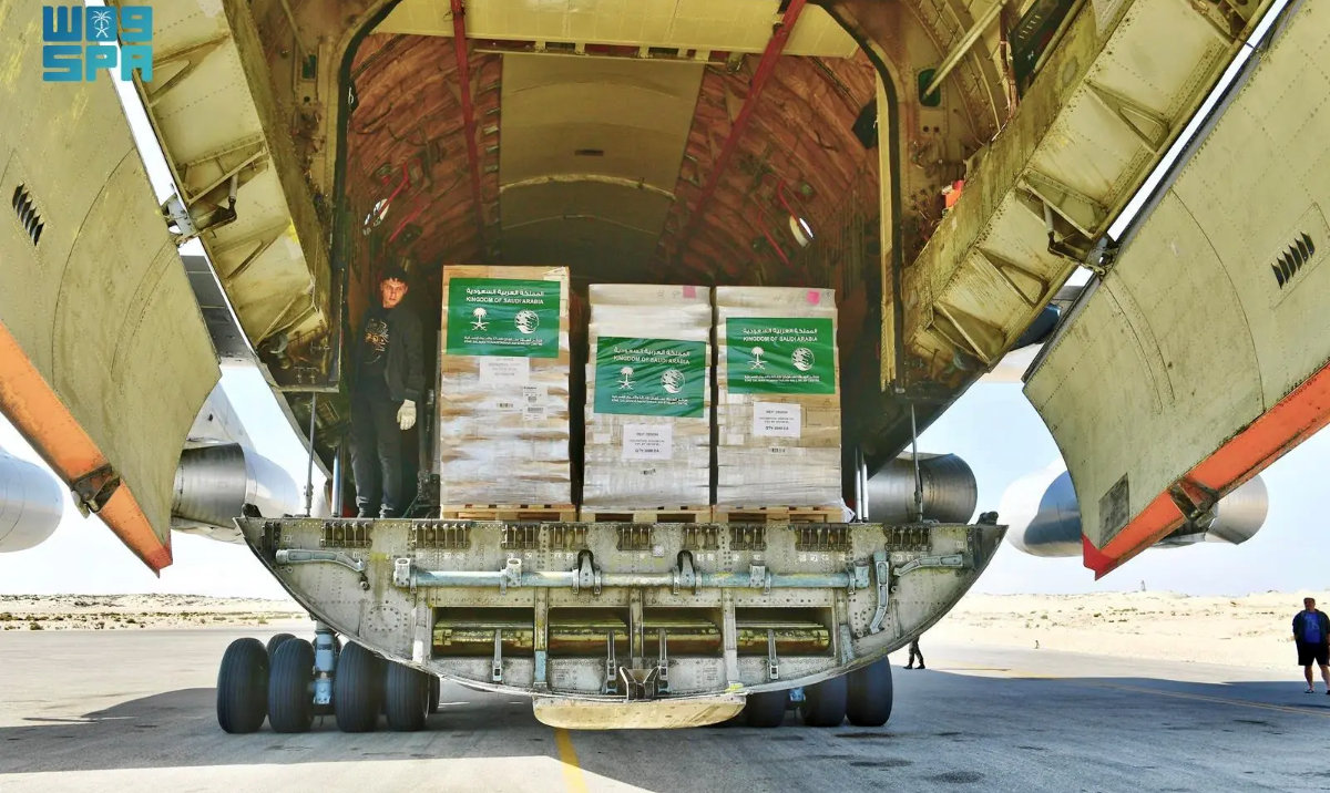 The delivery of the aid, which includes 24 tons of food, medical, and shelter supplies. (SPA)