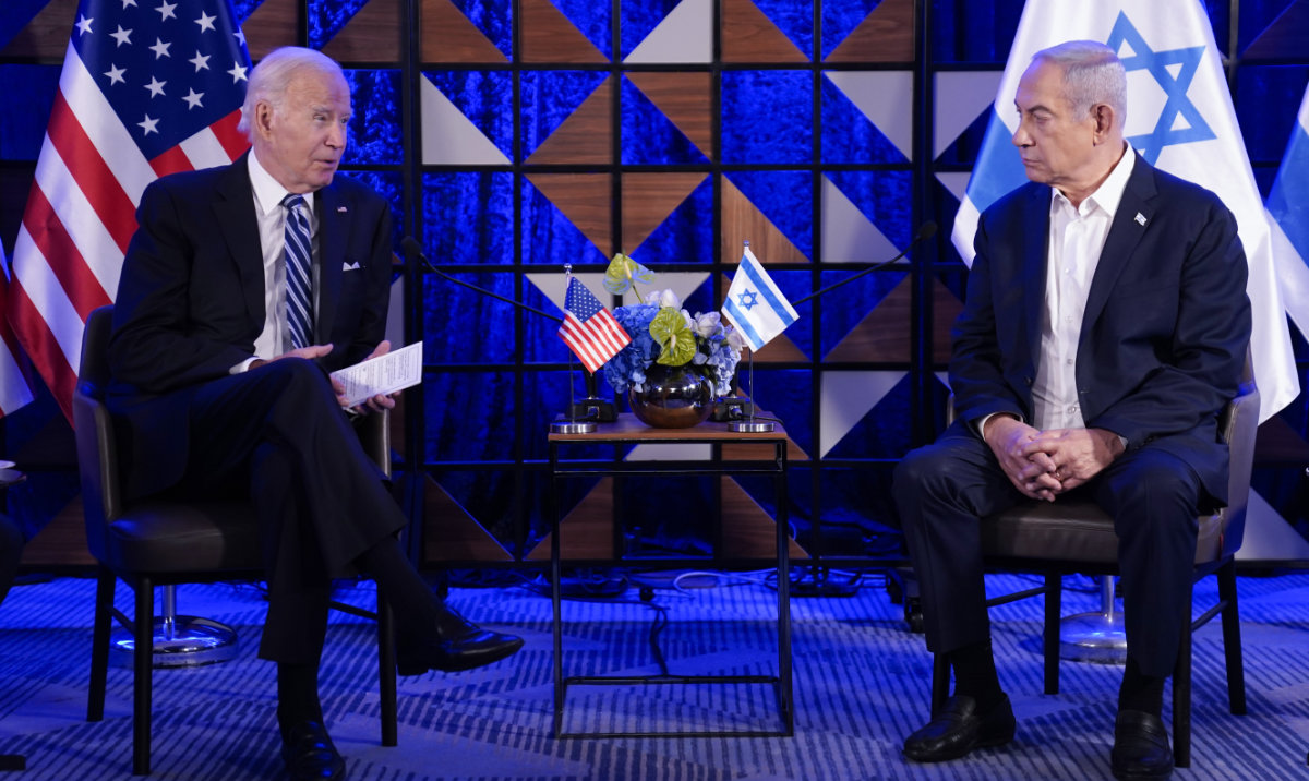 President Joe Biden speaks as he meets with Israeli Prime Minister Benjamin Netanyahu in Tel Aviv. (AP/File)