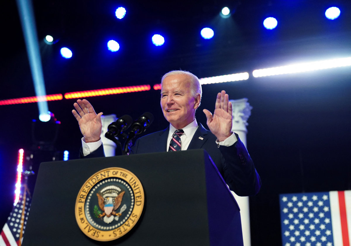 President Joe Biden delivers a speech to mark the third anniversary of the January 6, 2021 attack on the US Capitol at a campaign event near Valley Forge, Pennsylvania, on January 5, 2024. (REUTERS)