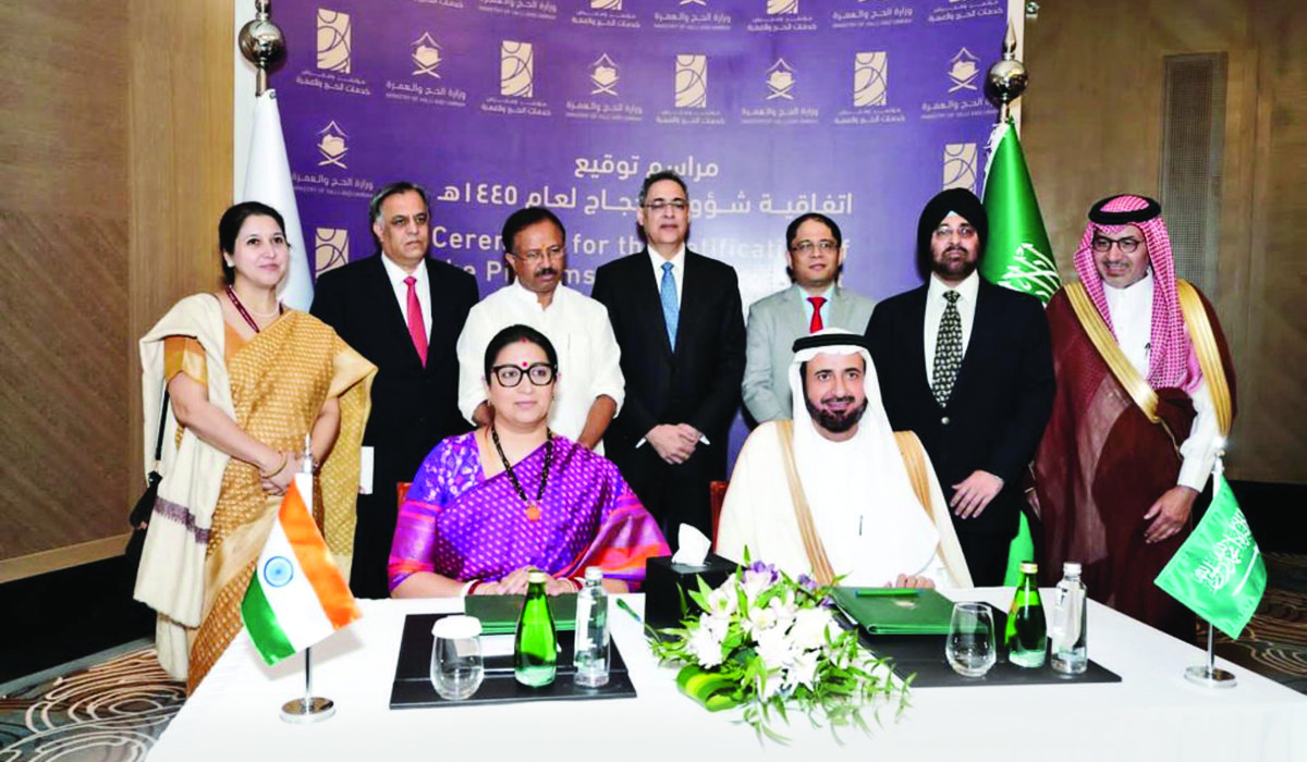 Saudi and India officials pose for a group photo after signing the Hajj deal in Jeddah. (Supplied)