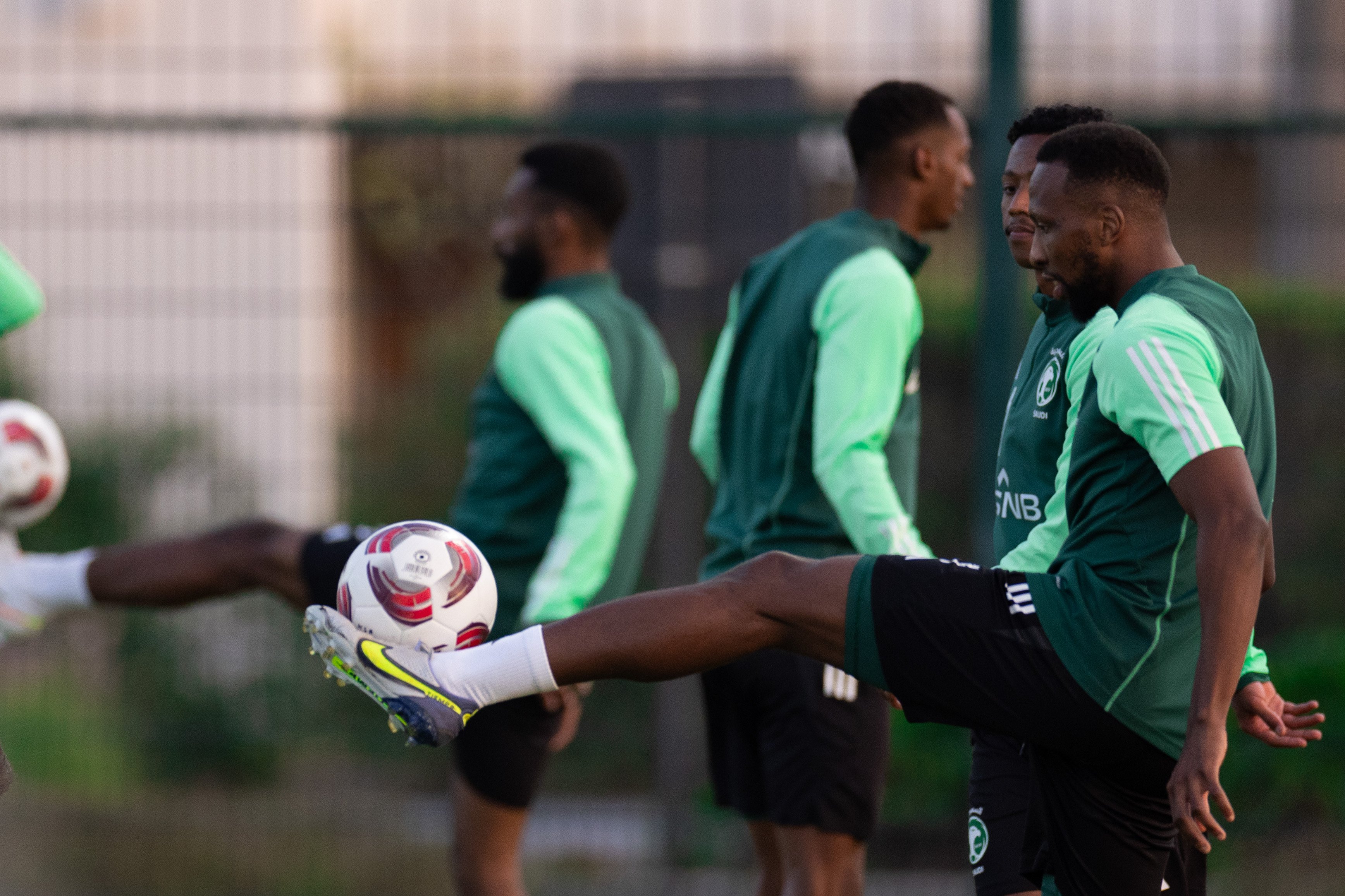 The Saudi national team continued their training program in Doha on Sunday as part of the final stage of their training camp for the upcoming 2023 AFC Asian Cup. (X/@SaudiNT)