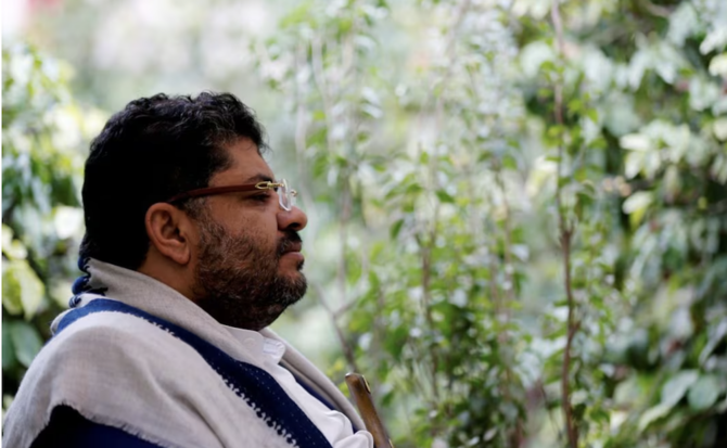 Mohammed Ali Al-Houthi, head of the Houthi supreme revolutionary committee, pauses during an interview with Reuters in Sanaa. (Reuters/File)