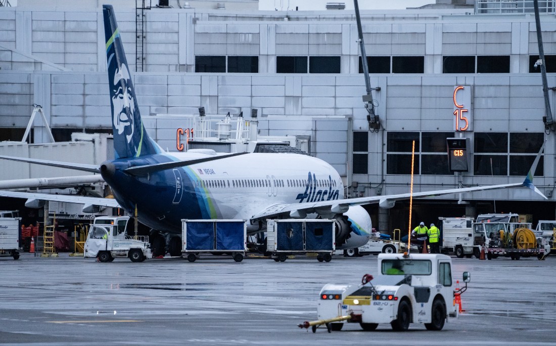 Alaska Airlines grounded its 737 MAX 9 planes after part of a fuselage blew off during a flight from Portland Oregon to Ontario, California. (Getty Images via AFP)