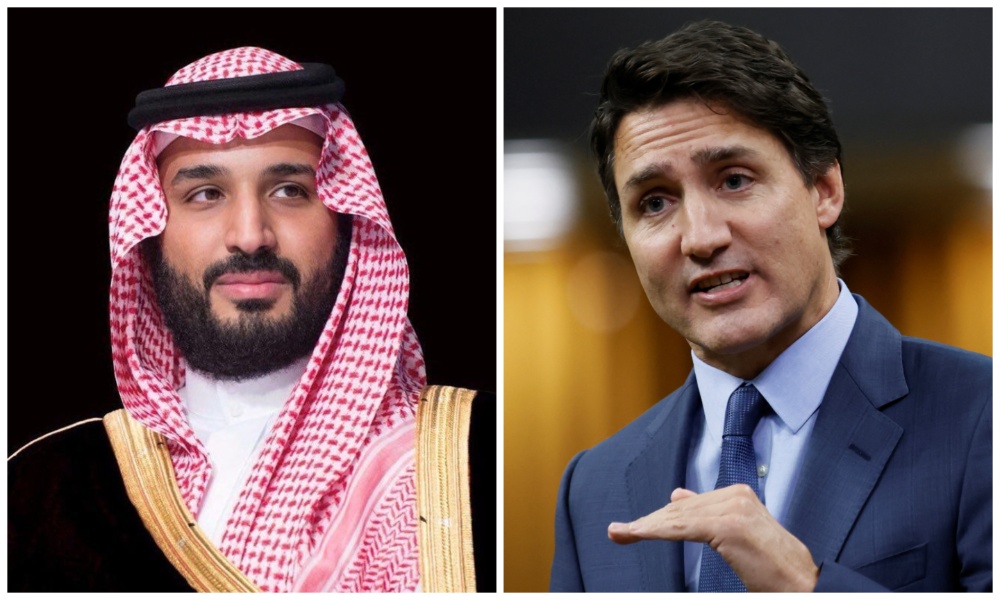 Crown prince and Justin Trudeau discussed relations between the Kingdom and Canada and ways to enhance them. (SPA)