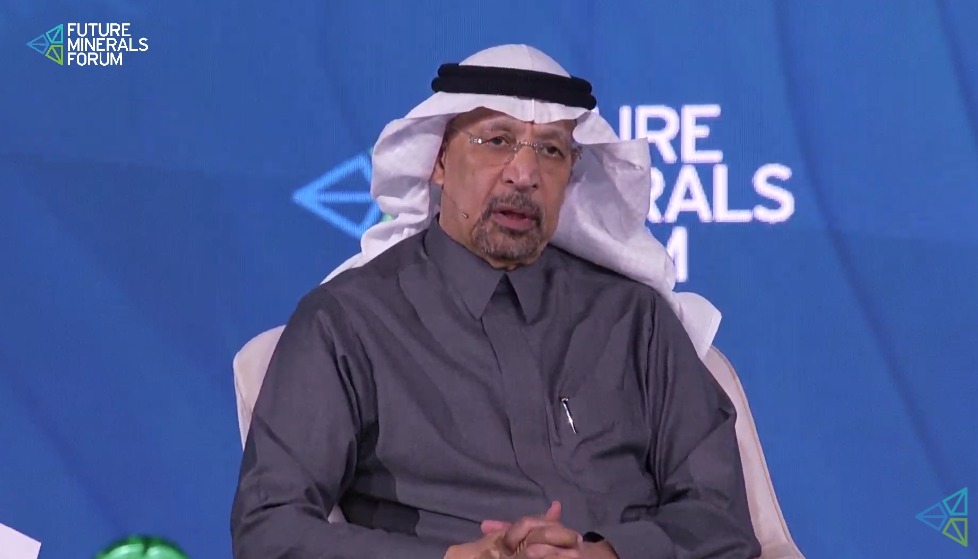 Saudi Arabia’s Investment Minister Khalid Al-Falih speaks at the forum in Riyadh.
