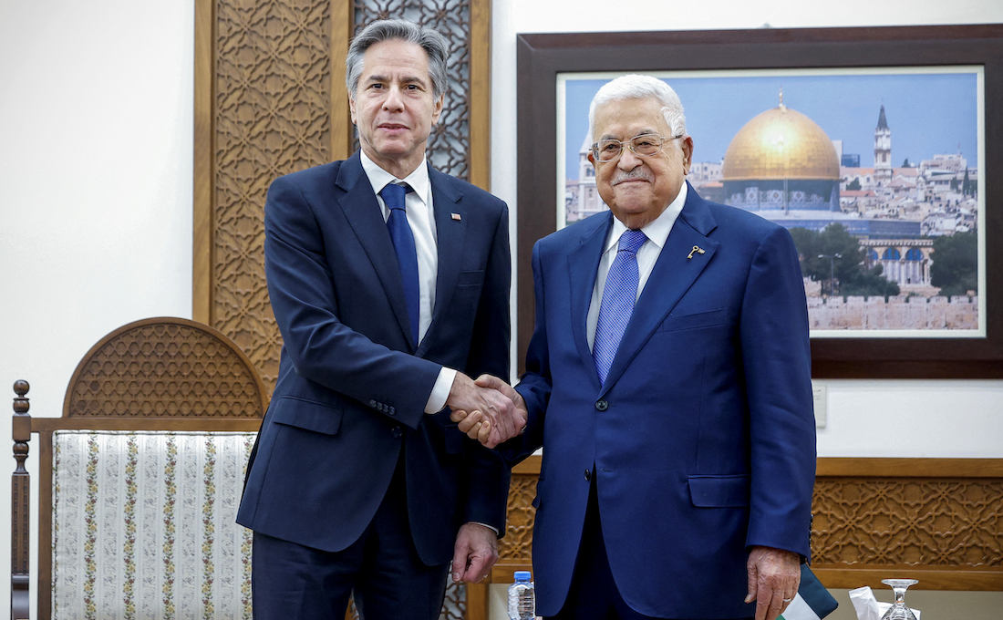 US Secretary of State Antony Blinken meets with Palestinian President Mahmoud Abbas in Ramallah in the Israeli-occupied West Bank Jan. 10, 2024. (Reuters)