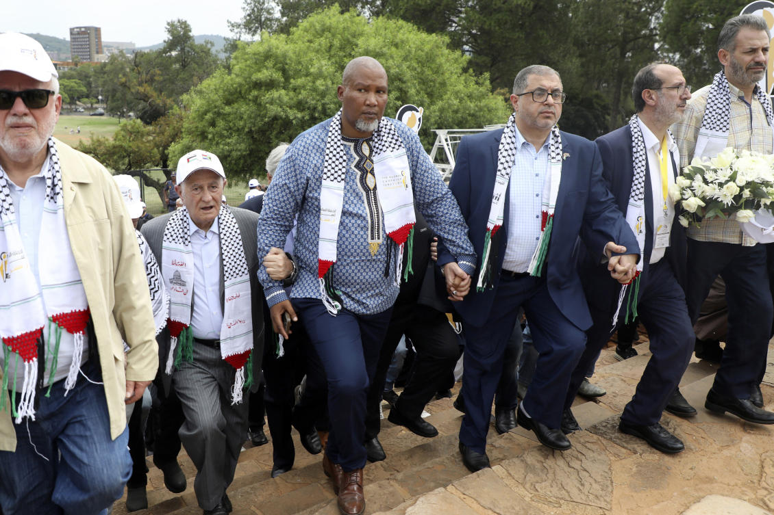 “We have stood with the Palestinians and we will continue to stand with our Palestinian brothers and sisters,” Mandela’s grandson, Mandla Mandela, said at a pro-Palestinian rally in Cape Town in October. (AP filephoto)