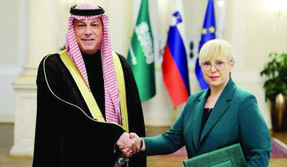 Slovenia’s president Natasa Pirc Musar receives Abdullah bin Khaled Toula in Ljubljana. (Supplied)