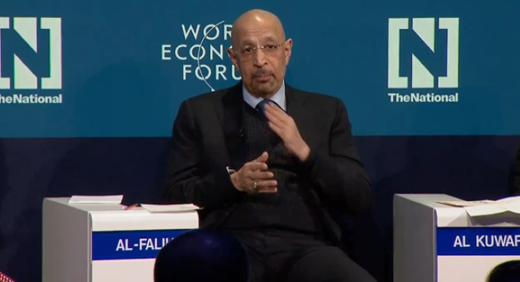 Minister of Investment Khalid Al-Falih at the World Economic Forum. (Screengrab/@MEPSaudi)