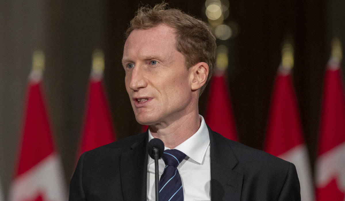 Minister of Crown-Indigenous Relations Marc Miller speaks during a press conference in Ottawa, Canada, on October 26, 2021. (AFP)