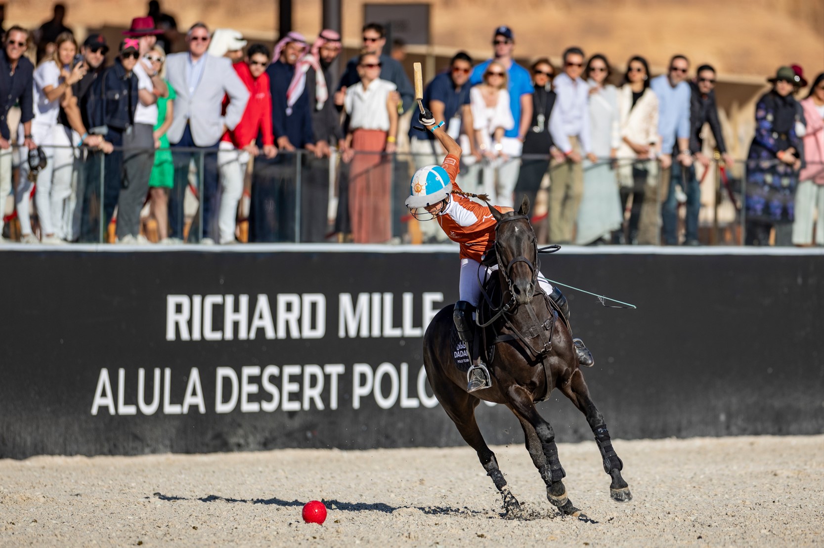 Polo enthusiasts gather for the semi-finals, celebrating the speed and action of today's matches at the Richard Mille AlUla Desert Polo. (Supplied)