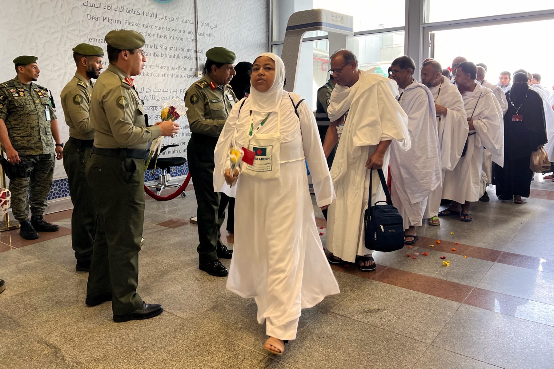 Muslim pilgrims from Bangladesh arrive at King Abdul Aziz International Airport in Jeddah, Saudi Arabia, ahead of the Hajj pilgrimage in Makkah. (AFP)