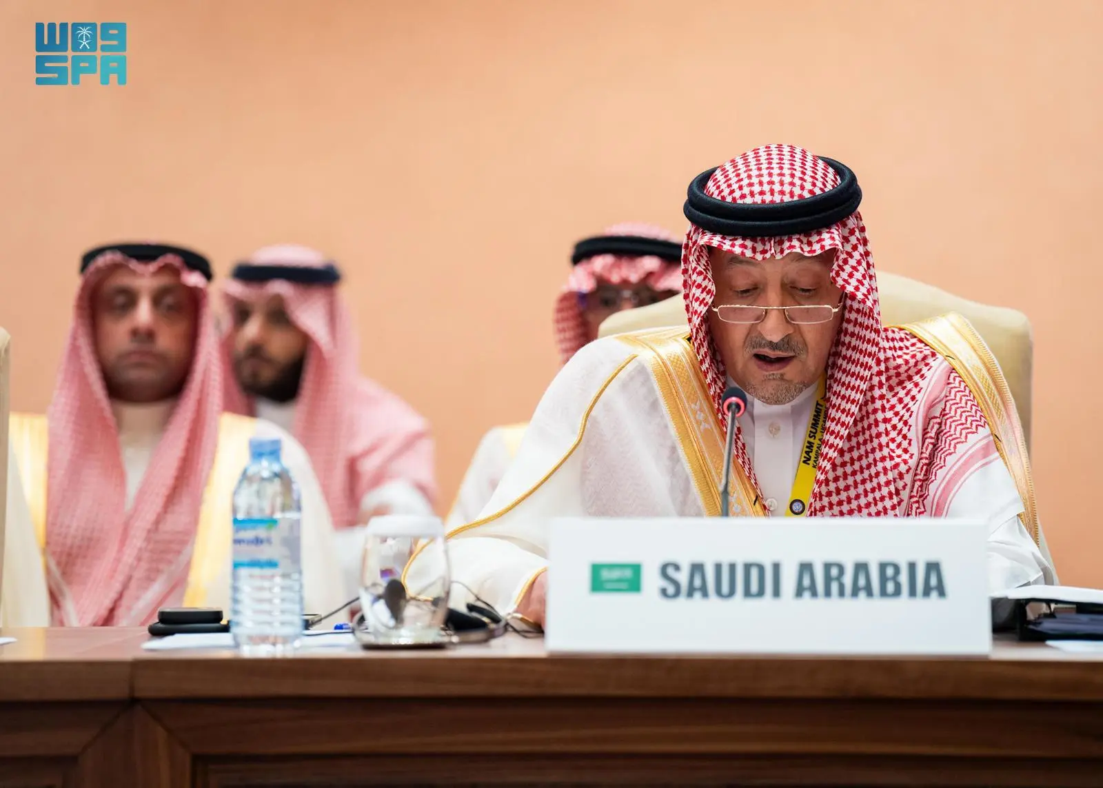 Deputy Foreign Minister Waleed Elkhereiji speaks at the 19th summit of the leaders of the Non-Aligned Movement countries in Kampala. (SPA)