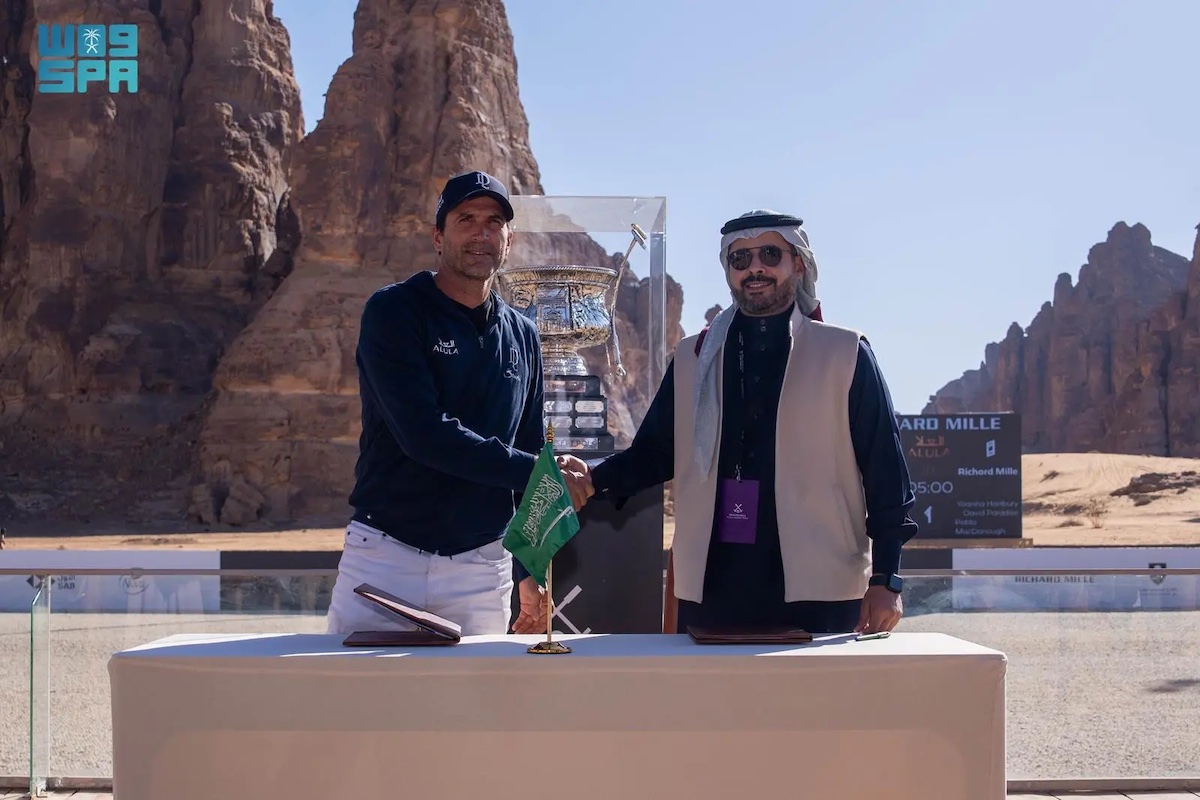 An agreement signed between the Royal Commission for AlUla and La Dolfina polo team on the sidelines of the Richard Mille AlUla Desert Polo Championship. (SPA)