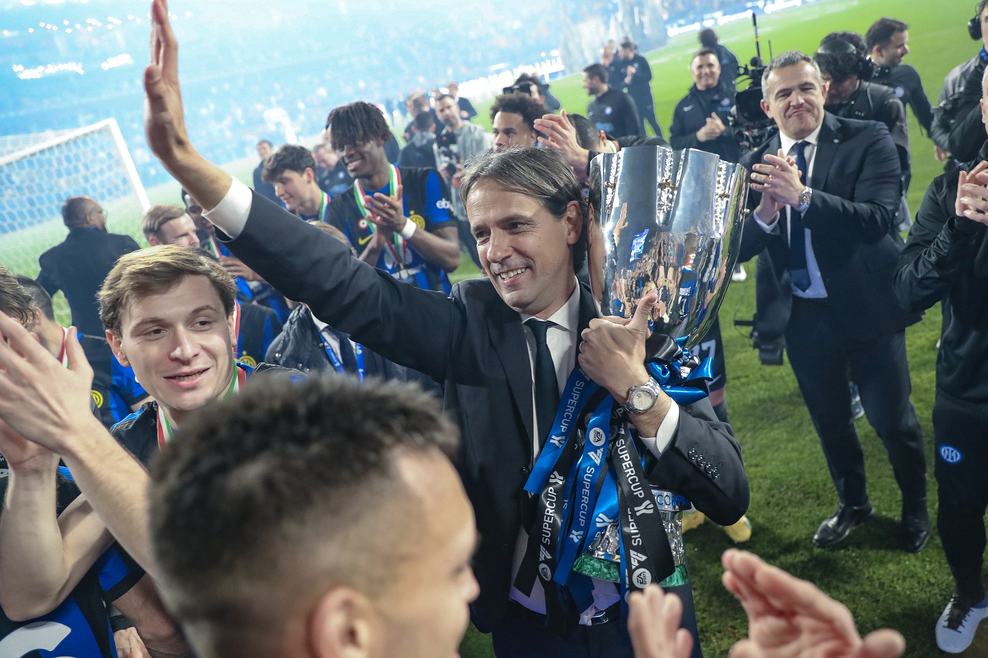 Inter manager Inzaghi celebrates winning the Italian Super Cup in Riyadh. (Supplied)