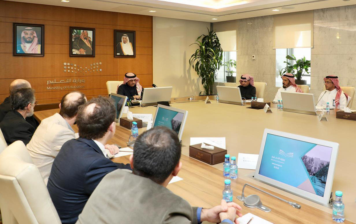 Saudi Arabia’s Education Minister Yousef Al-Benyan held a meeting with the organizing committee of the 56th annual International Chemistry Olympiad to be held in Riyadh in July. (Supplied)