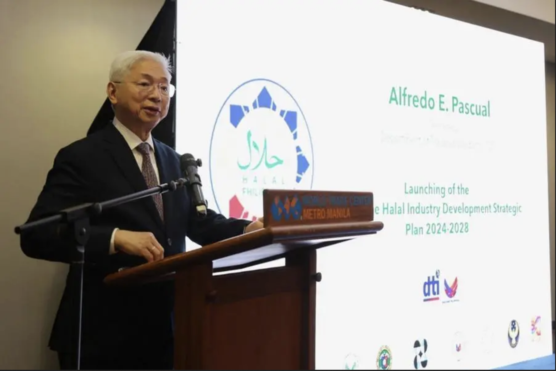 Alfredo Pascual, secretary of the Department of Trade and Industry, speaks during the launch of the Philippines' Halal Industry Development Strategic Plan in Manila. (Supplied)