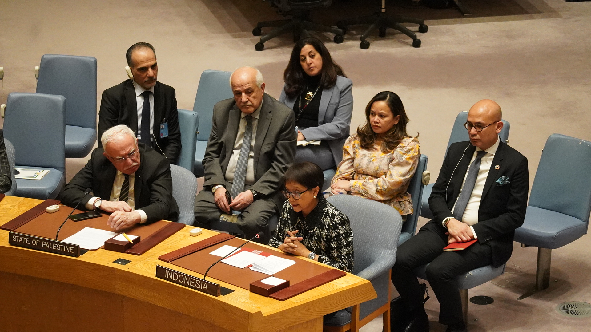 Foreign Minister Retno Marsudi speaks at the UNSC open debate on the Question of Palestine at the UN headquarters in New York. (Supplied)
