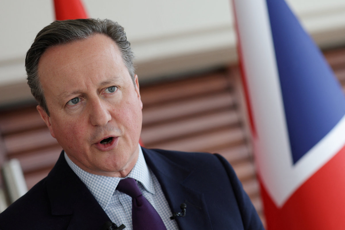 British Foreign Secretary David Cameron speaks during an interview in Istanbul, Turkey, on Jan. 26, 2024. (REUTERS)