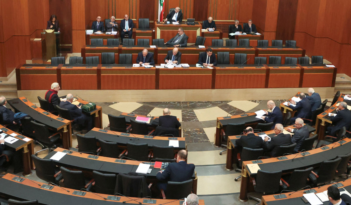 Lebanese Parliament Speaker Nabih Berri leads a parliament session in downtown Beirut, Lebanon January 25, 2024. (REUTERS)
