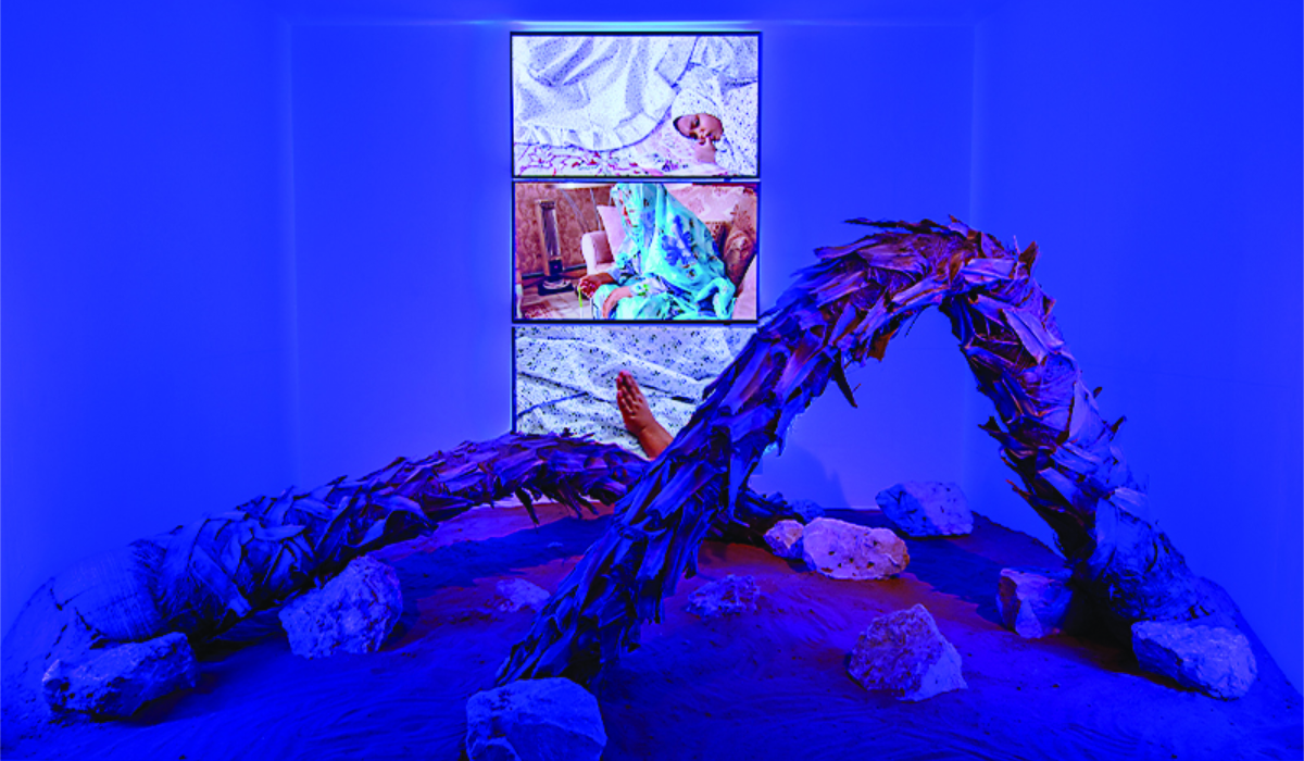 Abeer Sultan’s installation titled ‘I Will Take the Sun Into My Eyes,’ is on display at Noor Riyadh’s exhibition in JAX District until March 2. (Supplied)