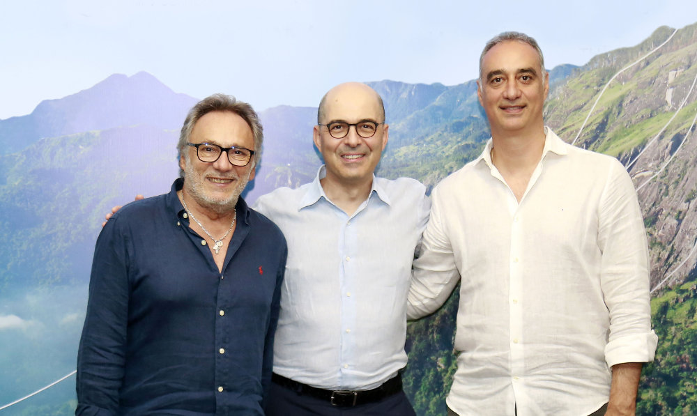 From right, Karim Smaira, chief executive, Genpharm; Akram Bouchenaki, chief executive, Abdul Latif Jameel Health; and Kamel Ghammachi, chief commercial officer, Genpharm.
