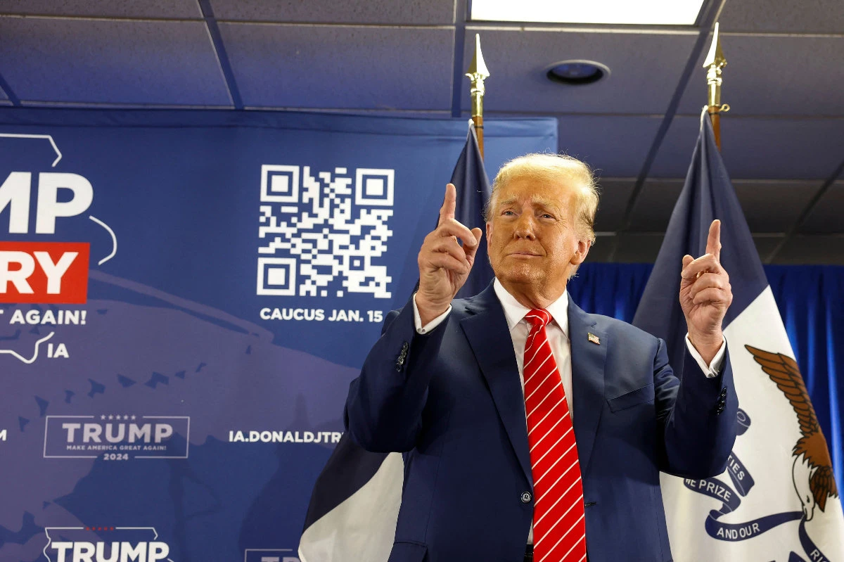 Donald Trump speaks at a campaign event on January 06, 2024 in Newton, Iowa, during which he described his supporters facing insurrection charges for the Jan. 6, 2021 Capitol riots as "hostages." (Getty Images/AFP)