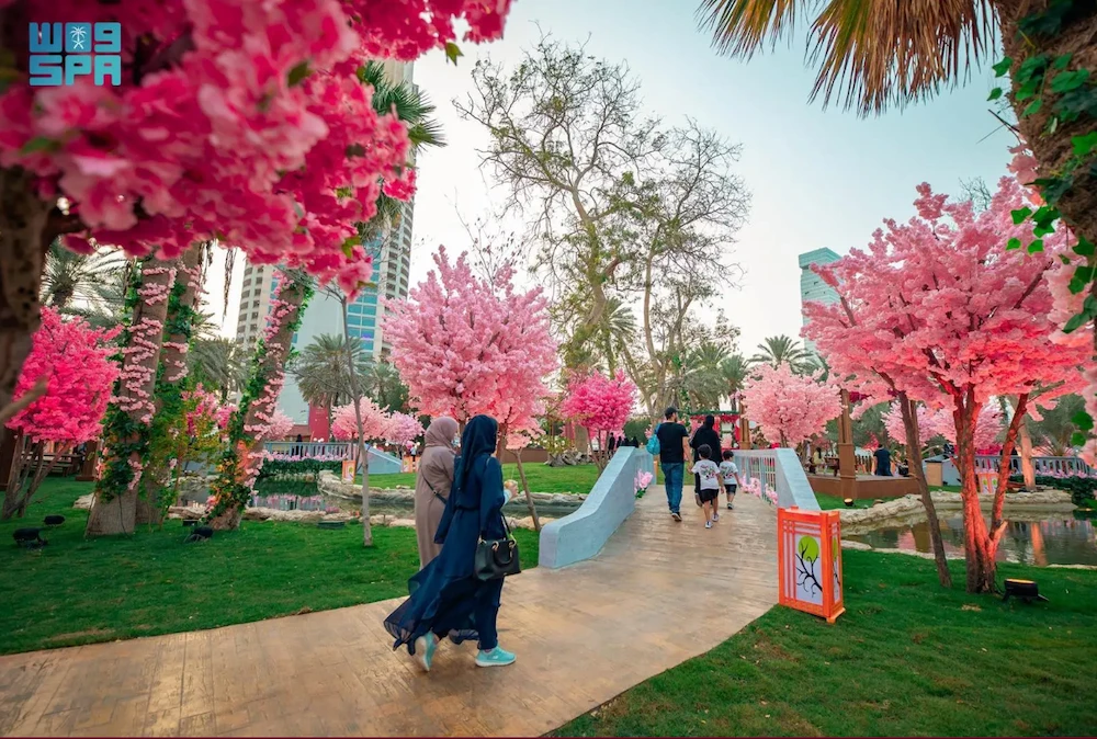 Jeddah’s Sakura Garden has left visitors mesmerized by its poetic beauty with its cherry trees in blossom. (SPA)
