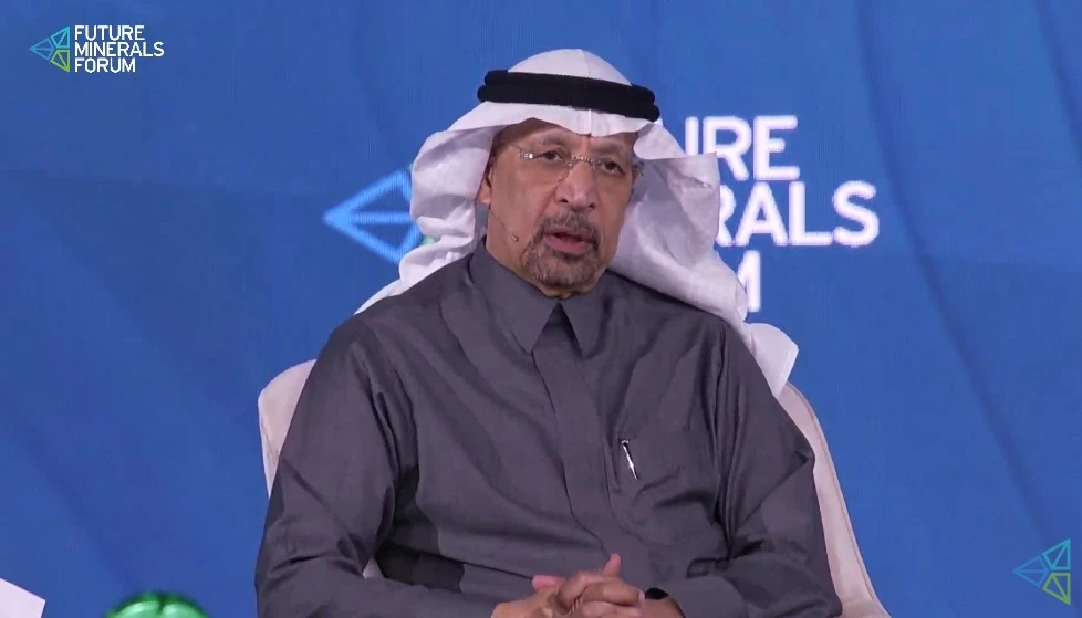 Saudi Arabia’s Investment Minister Khalid Al-Falih speaks at the forum in Riyadh.