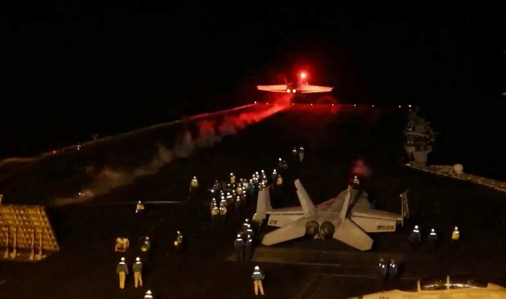 An aircraft takes off to join the US-led coalition to conduct air strikes against military targets in Yemen. (AFP/File)