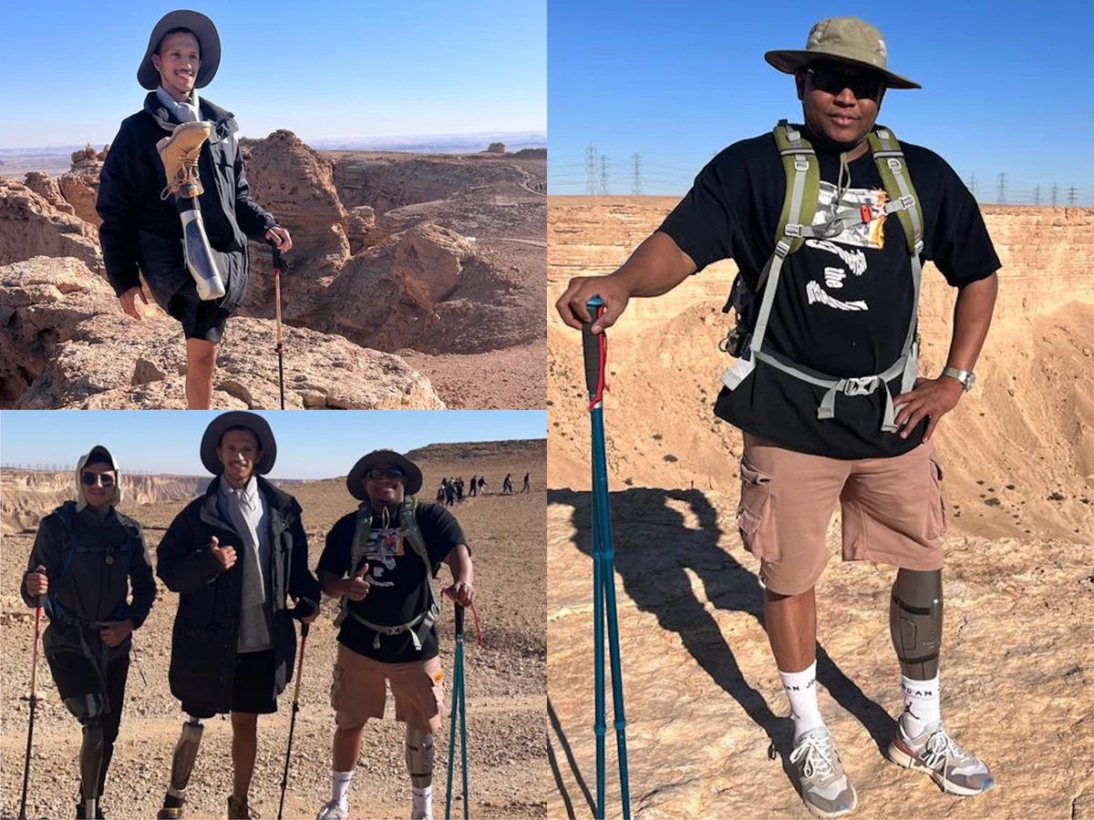 A Saudi team of amputees launch their hiking and mountaineering group with an expedition on Mount Tuwaiq. (Supplied)