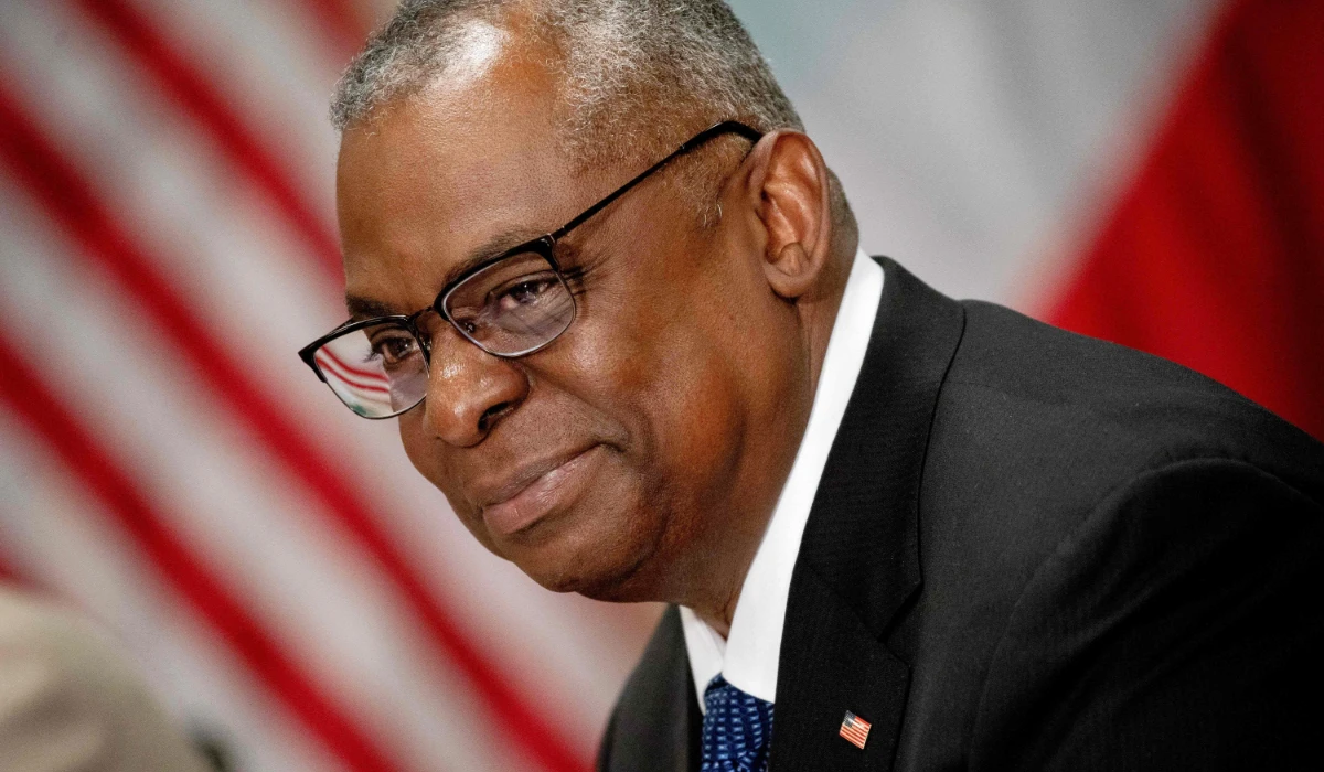 US Secretary of Defense Lloyd Austin meets with Italian Defense Minister Guido Crosetto (out of frame) at the Pentagon in Washington, DC, on June 23, 2023. (AFP)