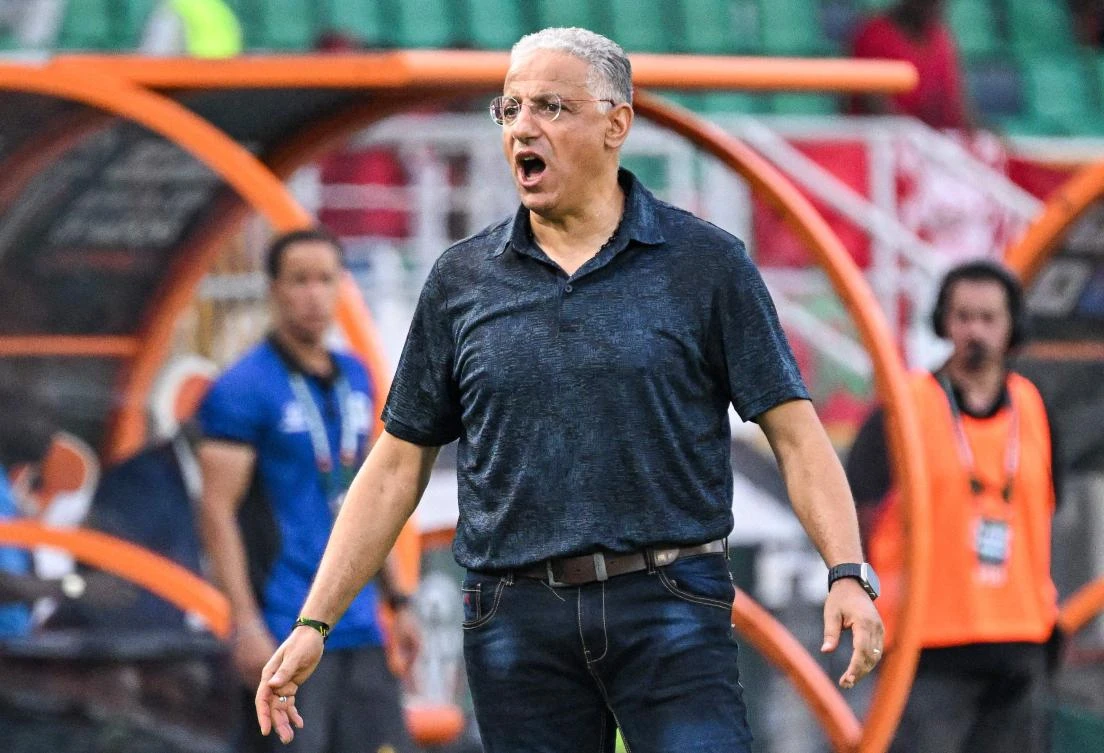 Tanzania’s Algerian head coach Adel Amrouche reacts during their Africa Cup of Nations (CAN) 2024 group F match against Morocco at Stade Laurent Pokou in San Pedro on Jan. 17, 2024. (AFP)