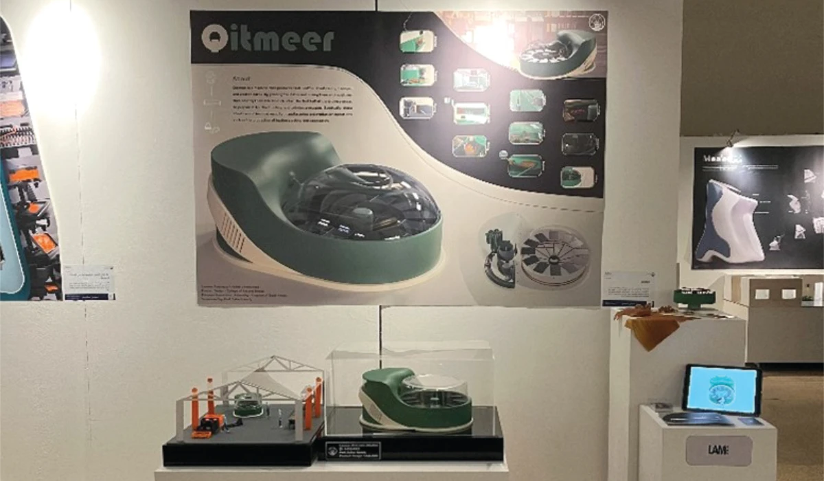 Qitmeer is a machine that produces vegan leather sheets using damaged and wasted dates. (Supplied)