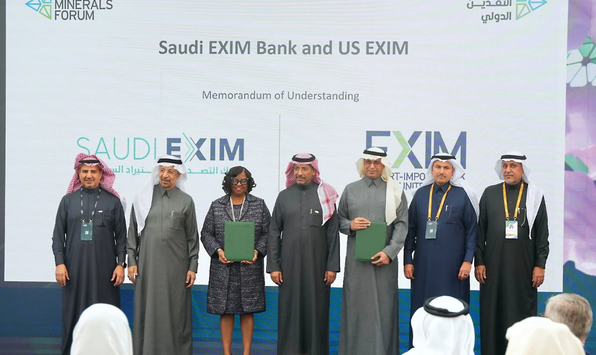 Saad Al-Khalb, CEO of Saudi EXIM Bank, and Reta Jo Lewis, chair and president of US EXIM, attend the signing ceremony, held at the 2024 Future Minerals Forum.