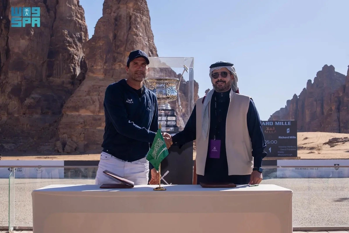 An agreement signed between the Royal Commission for AlUla and La Dolfina polo team on the sidelines of the Richard Mille AlUla Desert Polo Championship. (SPA)
