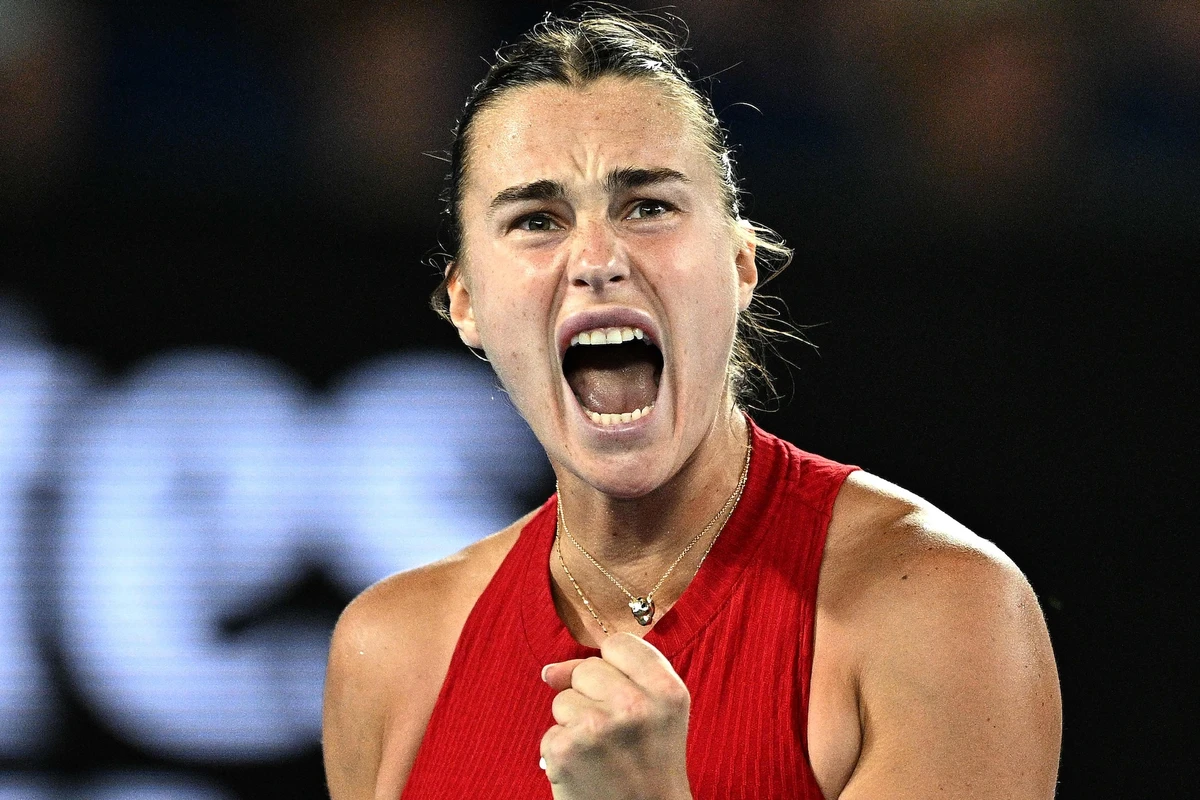 Aryna Sabalenka, above, blasted past Coco Gauff in one hour and 42 minutes on Rod Laver Arena to avenge her defeat by the American teenager in last year’s US Open final. (AFP)