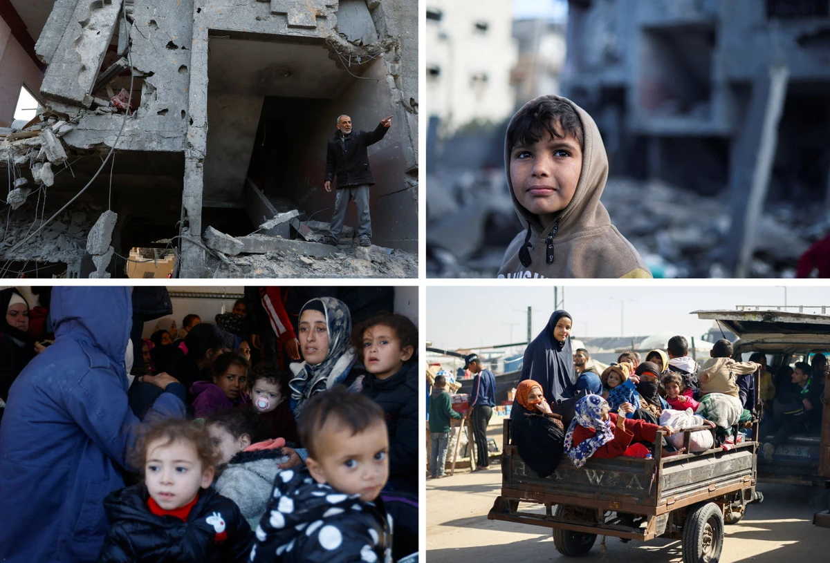 This combination of pictures taken in the past few days in Gaza shows the continuing destruction of Palestinian homes in Gaza by unrelenting Israeli bombardment, displacing hundreds of thousands of people. (Reuters photos)
